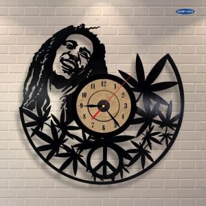Horloge murale &agrave; Quartz Bob Marley de 12 pouces Style Antique grande horloge murale d&eacute;corative en vinyle d
