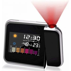 Réveil à projection calendrier à écran couleur station météo personnelle pour chambre à coucher projecteur à intensité variab