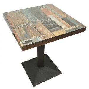 Table Haute De Bar HUOLE - Table De Bistro en MDF - Carr&eacute; 60*60*75cm - Aspect bois - Marron