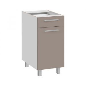 Meuble bas de cuisine - DECONATION - Salma - Taupe/Blanc - L 40 x H 81 cm - Tiroir spacieux