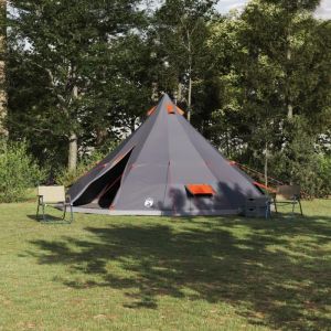 Tente familiale Tipi grise et orange pour 12 personnes imperm&eacute;able