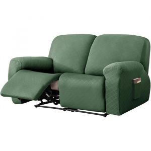 Housse Canapé Relax 2 Places Antidérapante avec PochesProtection Fauteuil pour ChatChien et EnfantExtensible et LavableVert