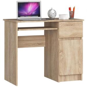 Bureau informatique multimédia avec rangement - GST-90 90 cm Droit Sonoma - Meuble de Bureau Ordinateur parfait pour travail