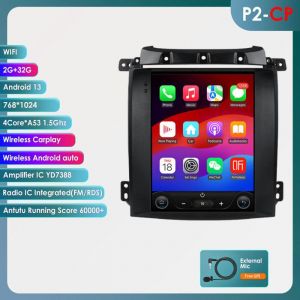 9.7 pouces Android 13 GPS autoradio pour  Kia Sorento BL 2002-2006 Tesla style Carplay 2G+32G stéréo 2din 1080p Bluetooth RDS WIFI