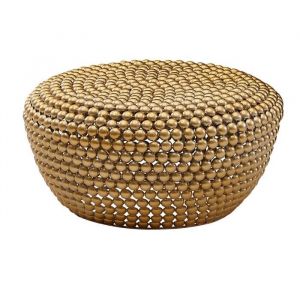 Table Basse de Salon - FINEBUY - Ronde - Aluminium - dor - Design Orientale