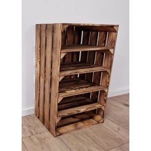 Caisse bois - PYXIDAS - Caisses avec 4 étagères - 75x40x30 cm - Lot de 1 - Effet brûlé