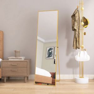 140x40 cm Miroir sur PiedLUMINARIXMiroir en pied avec cadre en alliage daluminiummiroirs muraux rectangle Doré