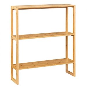 Étagère en Bambou avec Deux tablettes de Rangement Coloris Naturel - Longueur 69.7 x Profondeur 20 x Hauteur 84 cm