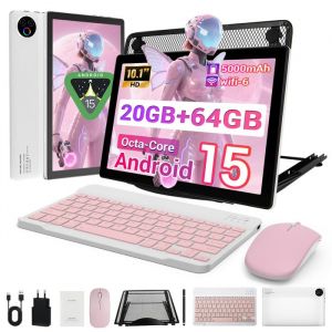 Tablette 10&rsquo;&rsquo; Android 15 avec Stylet Clavier Souris Bluetooth Support de refroidissement 20 Go + 64 Go HD 1280x800 WiFi