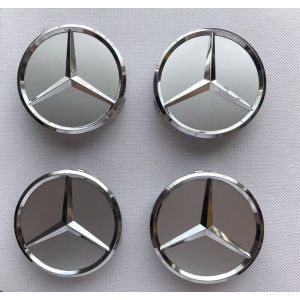 BEQ - 4pcs Bouchon de Jante 75mm Star Benz Logo Argent Cache Moyeu Embl&egrave;me Pour MERCEDES E W210 W211 W212
