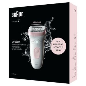 &Eacute;pilateur &eacute;lectrique - BRAUN - SILK EPIL 7 SE 7-000 - 2 vitesses - Sans fil - 40 min - Blanc / Rose