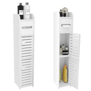 Colonne de salle de bain HUOLE - Blanc - Espace de stockage important 17*15*78cm