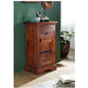 Petit meuble dappoint - Bois massif dacacia laqué (Nougat) - Style colonial - OXFORD 1001