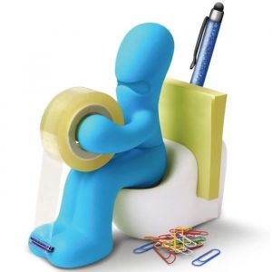 Fournitures de Bureau-Dévidoir de Ruban Amusant-Porte Accessoires de Bureau Rigolo et Sympa avec Rouleau de RubanTrombones(Bleu)