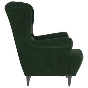 Fauteuil Vert fonc&eacute; Velours MEY - VINGVO - Vintage - 1 place - 81 x 90 x 965 cm - Tissu - Int&eacute;rieur