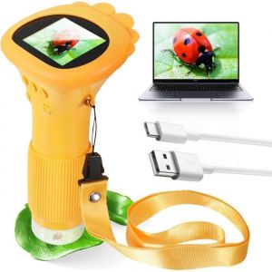 Microscope pour enfants - Microscope portable pour enfants - &Eacute;cran 2 pouces - Microscope num&eacute;rique - Affichage 200x - Port USB vers