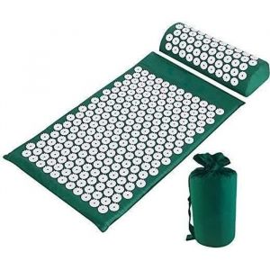 Kit dAcupression - HEk - Tapis Coussin de Massage Oreiller dAcupuncture - Vert foncé - 68×42×2.5cm