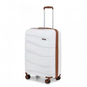 Kono Valise Cabine Grande 76x50x31cm Rigide Polypropyl&egrave;ne L&eacute;ger Portable Valise de Voyage &agrave; 4 roulettes et Serrure TSA 100L Cr&egrave;me