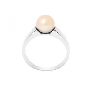 Bague - PERLINEA - V&eacute;ritable Perle dEau Douce 7-8 mm - Argent 925 - Colori Rose Naturel - Femme