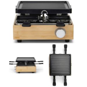 Appareil à raclette - MARQUE - Bois de bambou - 800W - 4 personnes - Revêtement anti-adhésif