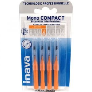 Brossettes Interdentaires - Inava - Mono Compact - 1.2mm - Espaces &Eacute;troits - 4 unit&eacute;s - Orange
