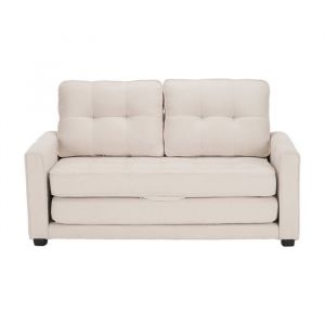 Canapé Convertible 2 places avec Coussins Confortables DéhoussableCanapé Lit DoublePliant Fauteuil avec poches sur le côtébeige