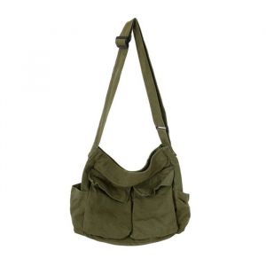Sac messager esthétique mignon pour lécole sac à bandoulière en toile noire Vintage pour femmes sac à bandoulière -vert