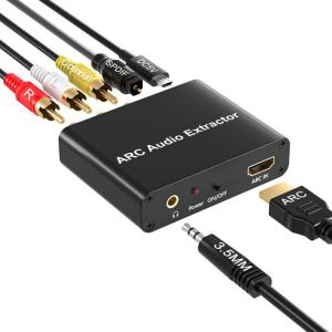 Adaptateur HDMI ARC Extracteur audio ARC avec TOSLINK SPDIF/Coaxial num&eacute;rique optique et 35 mm L/R st&eacute;r&eacute;o Convertisseur