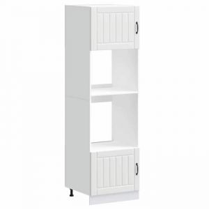 (SOLDE dété)Armoires de four/Colonne de cuisine - 2 pcs Kalmar - Pieds réglable - blanc bois dingénierie Aspect élégant*2640