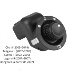 Bouton Commande R&eacute;troviseur &Eacute;lectrique Compatible Renault Clio 3 Megane 2 Scenic 2 Laguna 2 Kangoo Avant Gauche OEM 8200676533