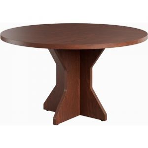 Table ronde pour 4 &agrave; 6 personnes 120x120x75 cm pied central en croix id&eacute;ale pour la cuisine la salle &agrave; manger le salon Walnut