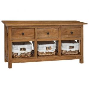 SALE 2025Meuble bas bahut vaisselier - Buffet bois dacajou massif 100x30x50 cm20 Kg 3093
