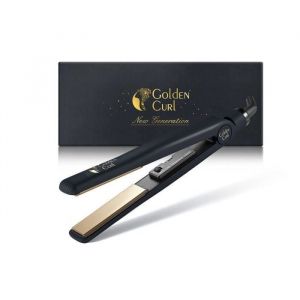 Lisseur - GOLDEN CURL - THE GOLD TITANIUM - Noir - Gant résistant à la chaleur - 2 pinces crocodile