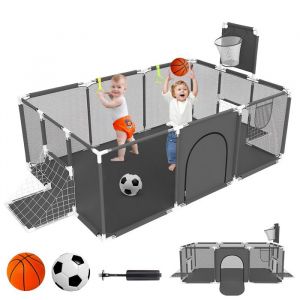 Parc B&eacute;b&eacute;Parc De Jeux B&eacute;b&eacute; 182Cm*122CmAvec Filet RespirantAvec Panier De Basket-Ball Et Cadre De FootballCentre DActivit&eacute;s