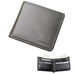 Portefeuille Homme en PU CuirPortemonnaie et Carte Homme avec Porte-monnaie Zipp&eacute;12.5x9.5x2 cm-Gris