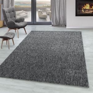Poil Tapis &agrave; poil ras les pi&egrave;ces de vie et chambres hauteur marbr&eacute; brillant 4mm Gris 80x250 cm