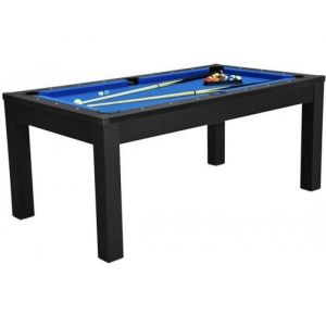 Meyer TableBillard - Table À Manger Convertible en Billard 6FT - Noir - Tapis Bleu Foncé - 183 x 103 x 80.5 cm