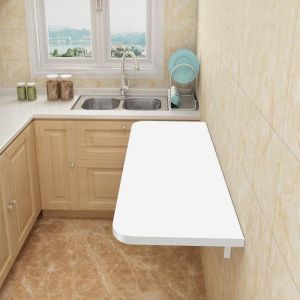 MIPAN.Table Murale Bois - Table Rabattable - Table de Salle &Agrave; Manger de Cuisine Pliante Invisible - 80 x 50 - Blanc