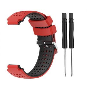 ( rouge + noir ) Bracelet montre en silicone avec boucle acier pour Garmin Forerunner 220 230 235 620 630 735XT