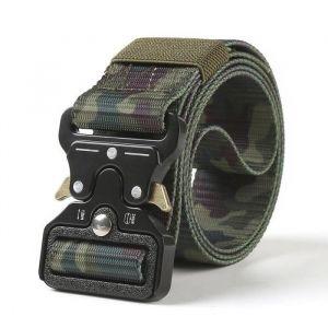 Ceinture Militaire Tactique Homme en Nylon Avec Boucle &agrave; D&eacute;gagement Rapide en M&eacute;tal Pour Sport Ext&eacute;rieur Vert Militaire
