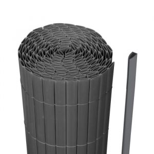 Ikodm Canisse en PVC pour le jardin Balcon ou terrasse Double face Occultant Cloture Gris 80 x 300cm BRANDE