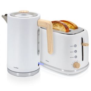 Nordic Ensemble Grille Pain 2 Fentes Larges Bouilloire Électrique 17L sans BPA Briebe SKT1167WHT 2200W Blanc 04001