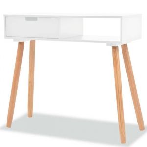 SALE 2026 Table &agrave; caf&eacute; Blanche - Table console Bois de pin massif 80x30x72cm Blanche PRO703611176