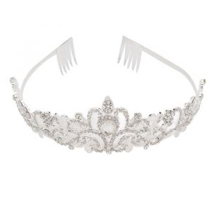 Zerodis Couronne de princesse argent&eacute;e Couronne de Mari&eacute;e Couronnes de Diad&egrave;me en Argent Belles Diad&egrave;mes de parfum brosse