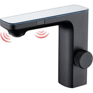 Mitigeur de Salle de Bains Infrarouge Noir Mat Robinet Lavabo Automatique Salle de Bain Hygi&eacute;nique ROBINETTERIE DE CUISINE