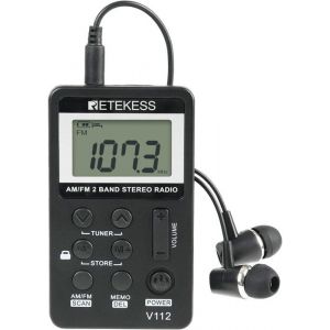 Retekess V112 Mini Radio FM de PocheRadio PortableFM AMRechargeable WalkmanRéveillPrise CasquedExtérieurpour Le Camping