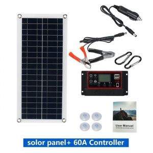 PANNEAU SOLAIRE - WOODOURS - Panneau solaire 20W-1000W 12V cellule solaire camping recharge batterie/voiture KIT PHOTOVOLTAIQUE