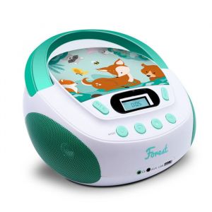 Lecteur CD Enfant Forest MP3 Port USB AUX-in Prise Casque - Poste Portable avec Poignée Transport - Secteur ou Piles