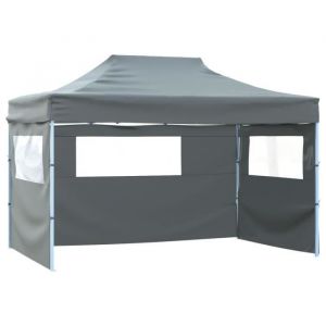 BESTTente barnum robuste - Tente de réception pliable avec 3 parois - 3x4 m Acier Anthracite FR86483