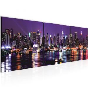 Runa art Tableau Décoration Murale La ville de New York 120x40 cm - 3 Panneaux Deco Toile Prêt à Accrocher 601933b